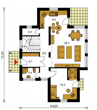 Image miroir | Plan de sol du rez-de-chaussée - PREMIUM 218